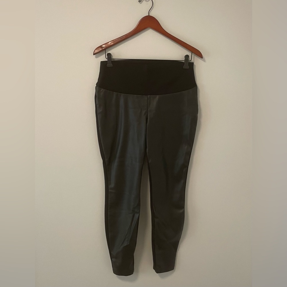 Maternity High Waist Faux Leather Front Leggings